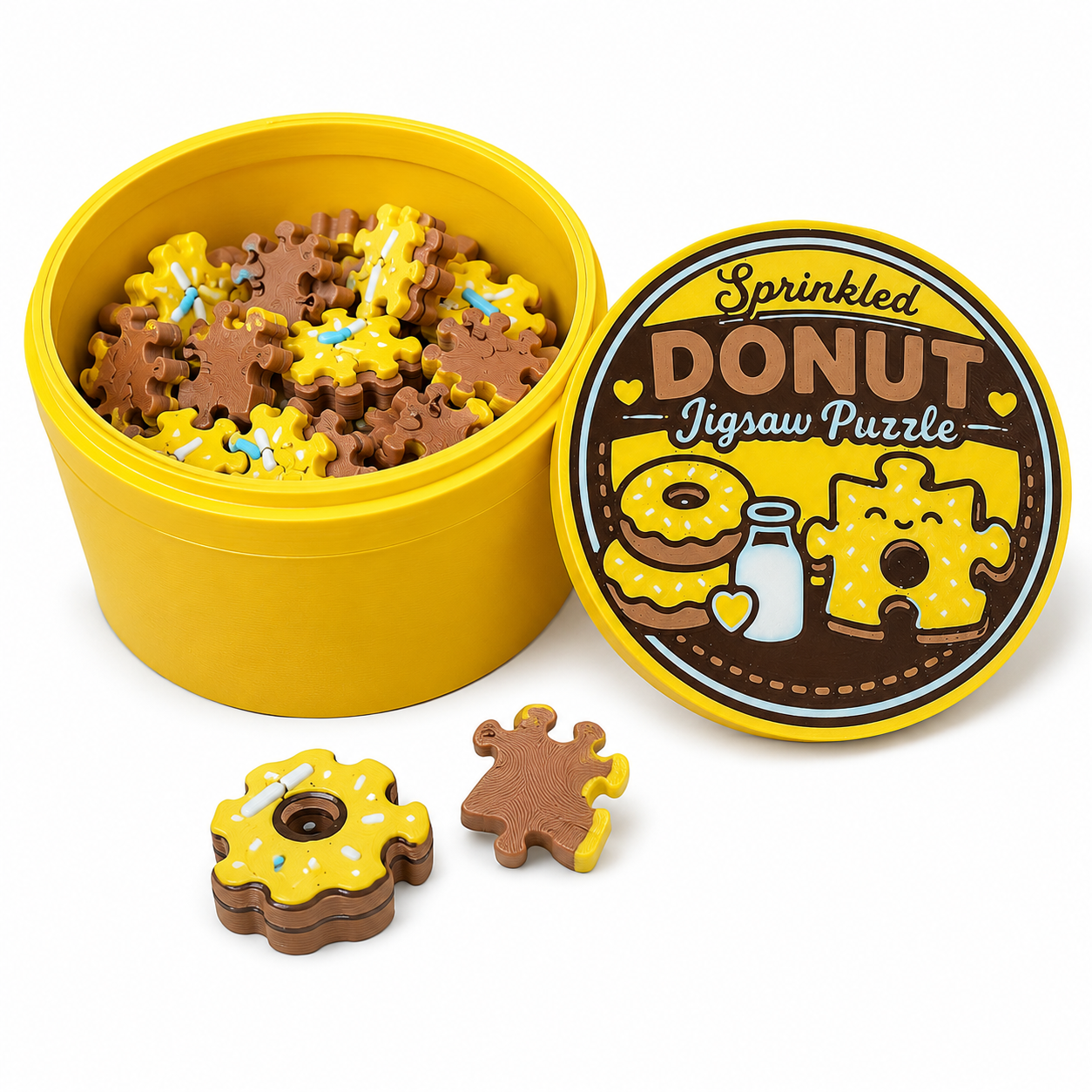 Sprinkled Donut 3D Printed Jigsaw Puzzle β 63 Pieces Figurine