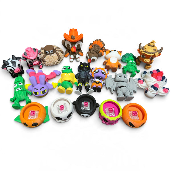 ALL GRIT 3D Weekly GRIT Drop | 20-Piece 3D Printed Collectible Bundle | Halloween, Fall, Animals & Fidget Clickers